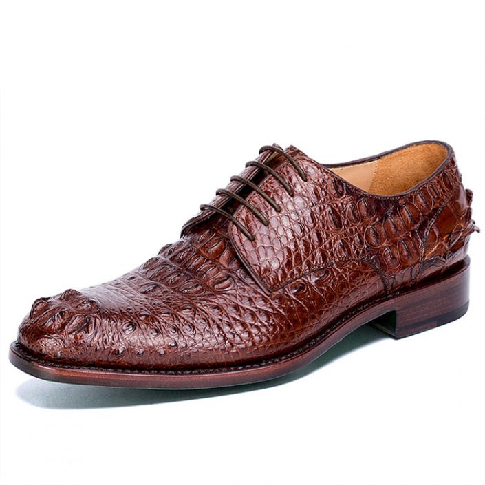 Brown Genuine Crocodile Leather Shoes