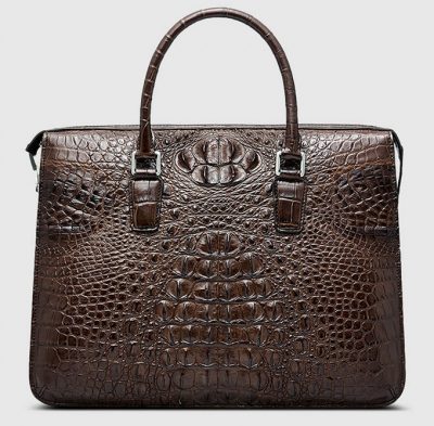 Classic Genuine Crocodile Briefcase, Laptop Business Bag for Men