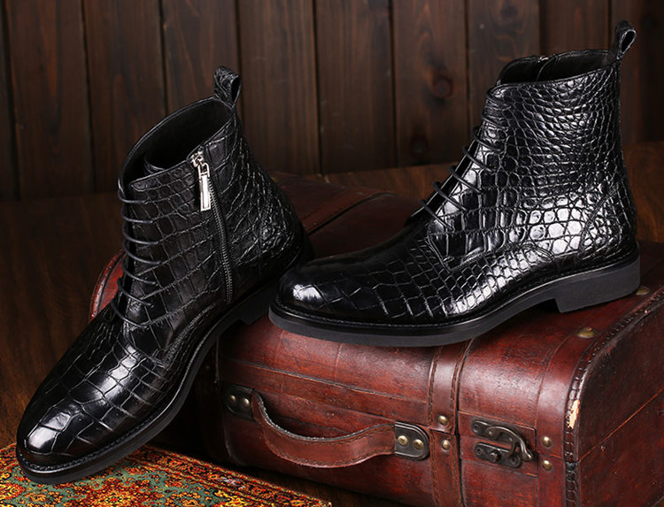 BLACK Genuine crocodile alligator leather skin boots LV Boots for men size  11 US