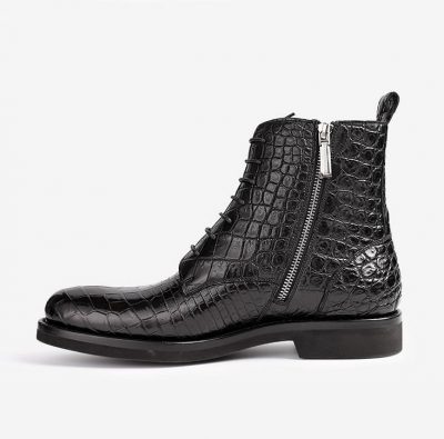 Stylish Alligator Leather Boots with Zipper