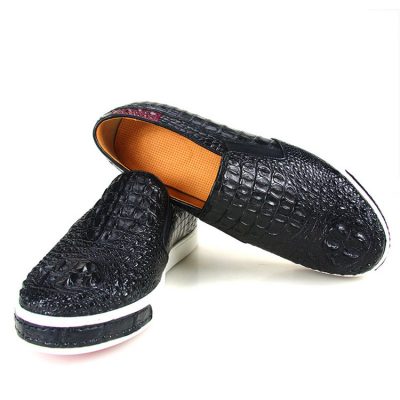 Casual Crocodile Shoes, Black Crocodile Sneakers