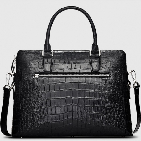 Luxury Alligator Briefcase, Luxury Alligator Laptop Bag for Men-Black-Back