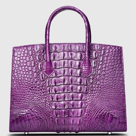 Luxury Purple Genuine Crocodile Handbag for Women-Back