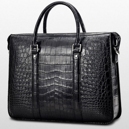 Mens Fashion Alligator Bag Alligator Business Briefcase-Black-Back