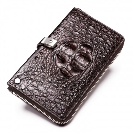 Crocodile Long Bifold Wallet, Designer Business Crocodile Clutch Wallet