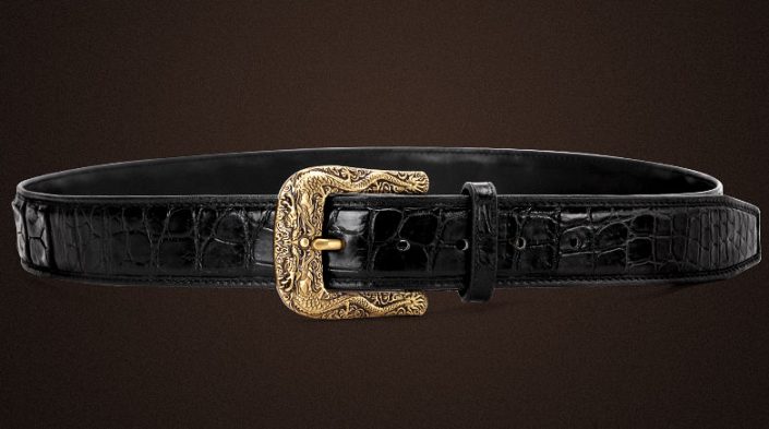 Dragon Pattern Buckle Crocodile Belt, Luxury Crocodile Belt for Men