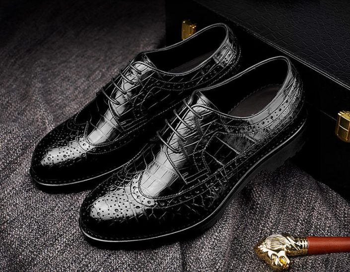 Handmade Alligator Shoes Modern Classic Brogue Lace Up Leather Lined ...