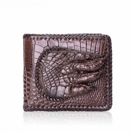 Handmade Crocodile Wallet Pocket Purse for Men-Brown