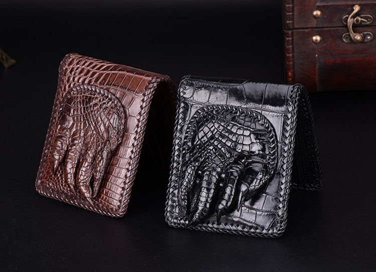 BLACK Handmade Genuine Alligator, Crocodile Leather Clutch Bag/ Hand Bag  For Men