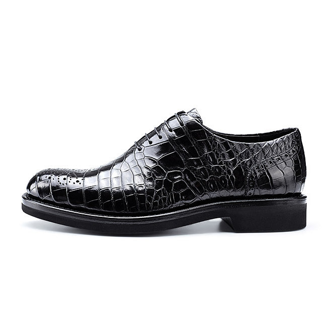 Men Crocodile Embossed Dress Shoes, Business Grey Oxford Shoes For Wedding  party
