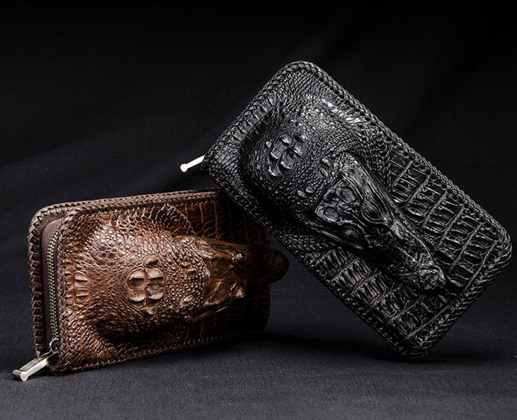 Handcrafted Alligator Leather Wallets Business Organizer Purse for Men