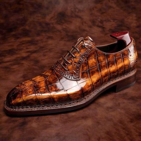 Alligator Skin Lace-Up Oxford Shoes