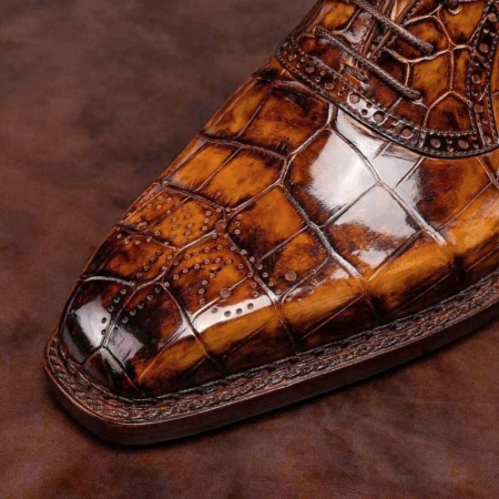 Modern Alligator Skin Lace-Up Oxford Shoes-Details