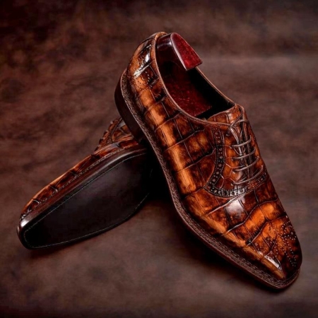 Modern Alligator Skin Lace-Up Oxford Shoes for Men