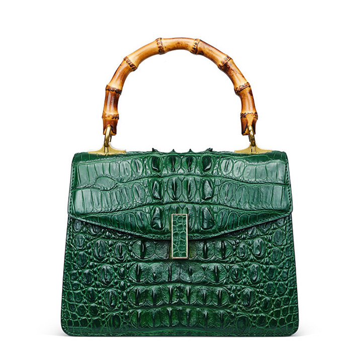Crocodile Embossed Leather Bag Bamboo Handles Made In Italy –  MarcoIslandBeachCompany LLC