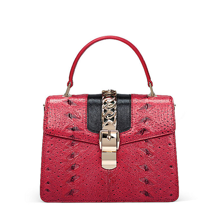 Gucci Sylvie Crocodile Top Handle Bag in Red