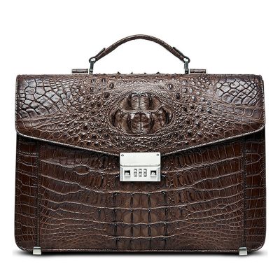 Large Genuine Crocodile Briefcase, Luxury Crocodile Business Bag for Men