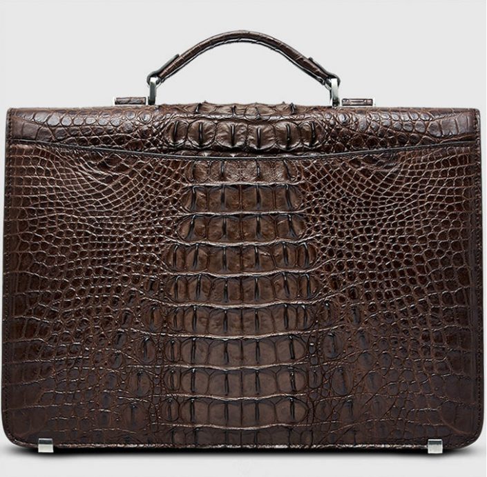 Large Genuine Crocodile Briefcase, Luxury Crocodile Business Bag for Men