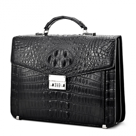 Large Genuine Crocodile Briefcase, Luxury Crocodile Business Bag for Men-Side