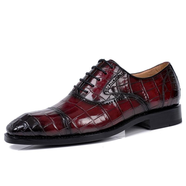 Mens Classic Modern Genuine Alligator Skin Cap-Toe Oxford Shoes