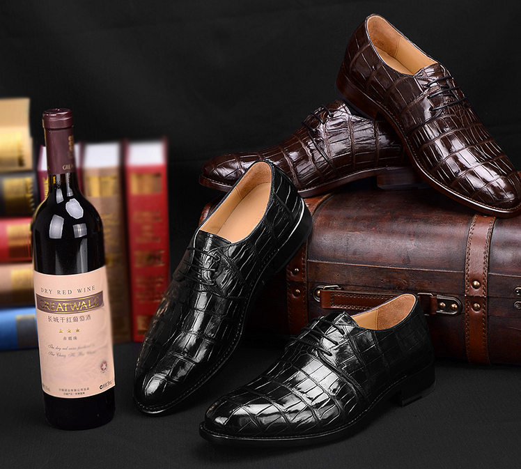 Brown Genuine Crocodile Leather Shoes  Crocodile leather shoes, Dress  shoes men, Leather dress shoes