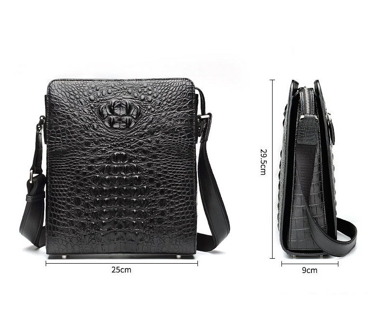 BLACK Genuine Crocodile/Alligator Leather Skin Crossbody Bag Shoulder Bags  Men's