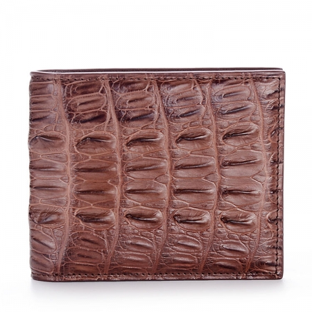 Crocodile Tail Skin Wallet, Vintage Crocodile Bifold Wallet-Brown