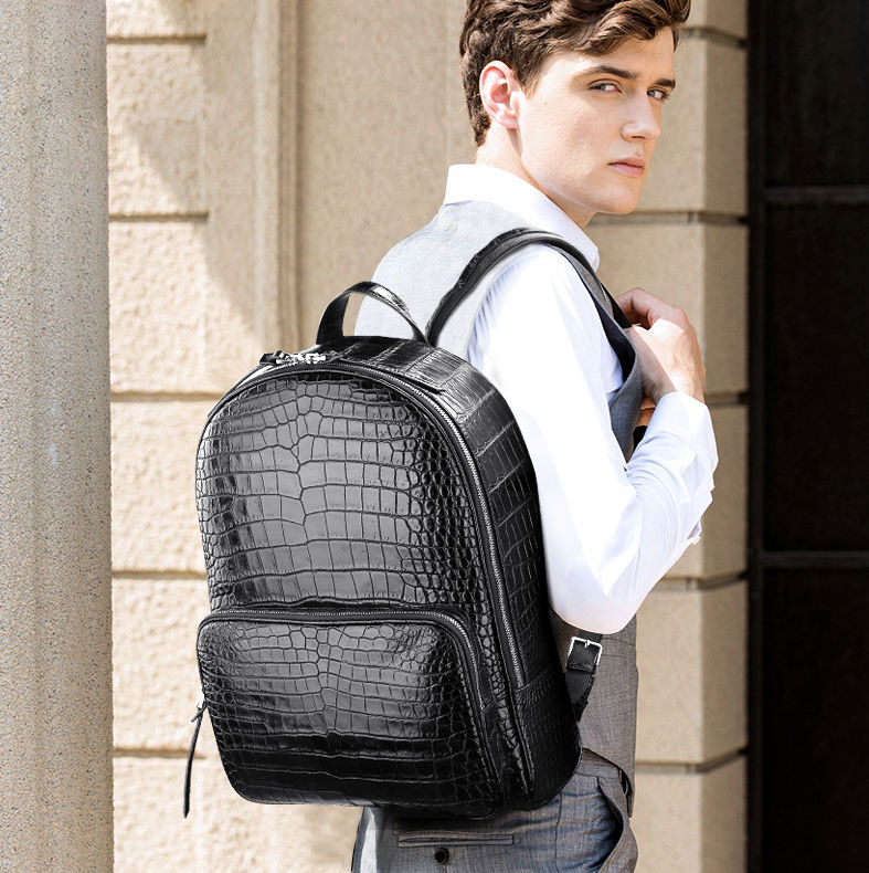 Men Genuine Crocodile Skin Back Pack Custom Leather Designer Backpack -  China Men Backpack and Designer Backpack price