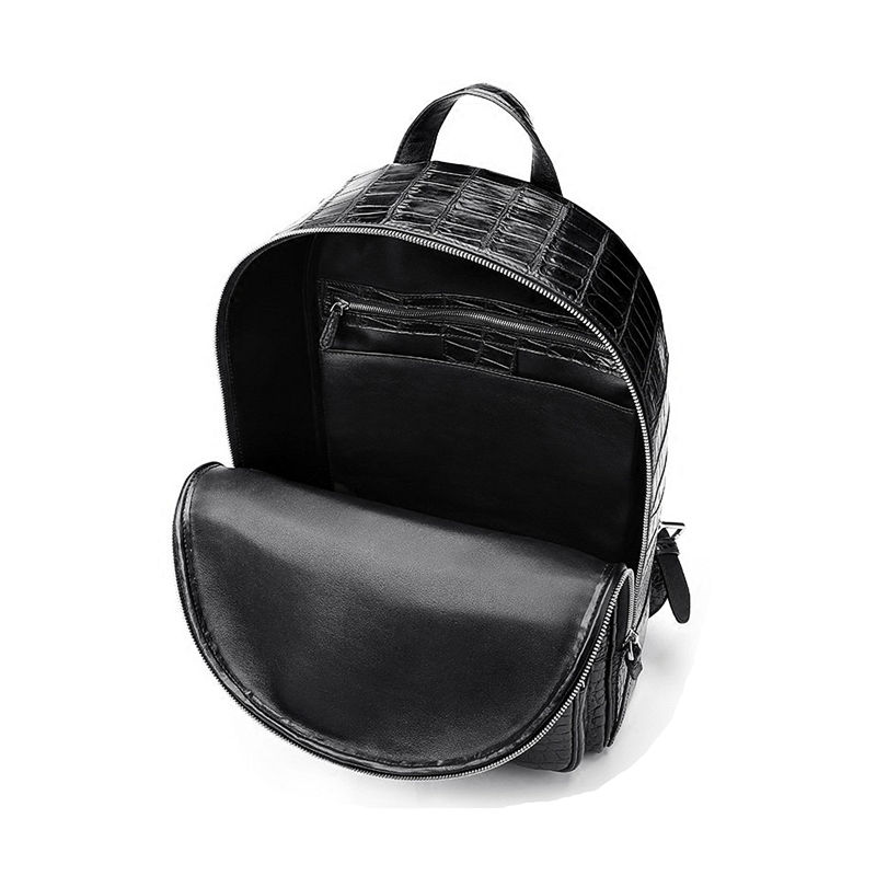 Black Men Crocodile Leather Backpack Luxury Shoulder Bag Large Capacity  Business