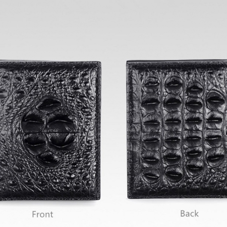 Handmade Genuine Crocodile Leather Wallet-Black-Details