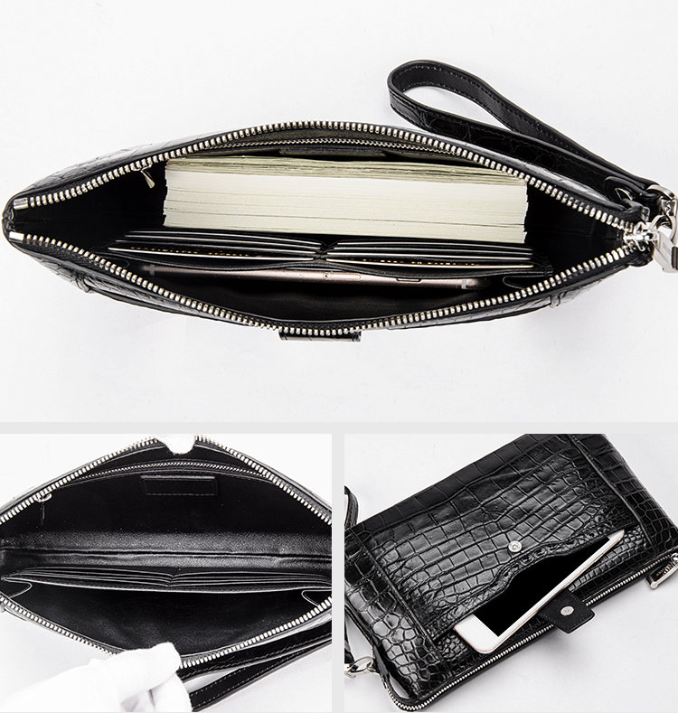 Mens Leather Wallet Zipper Card Holder Long Phone Purse Clutch Handbag  Billfold