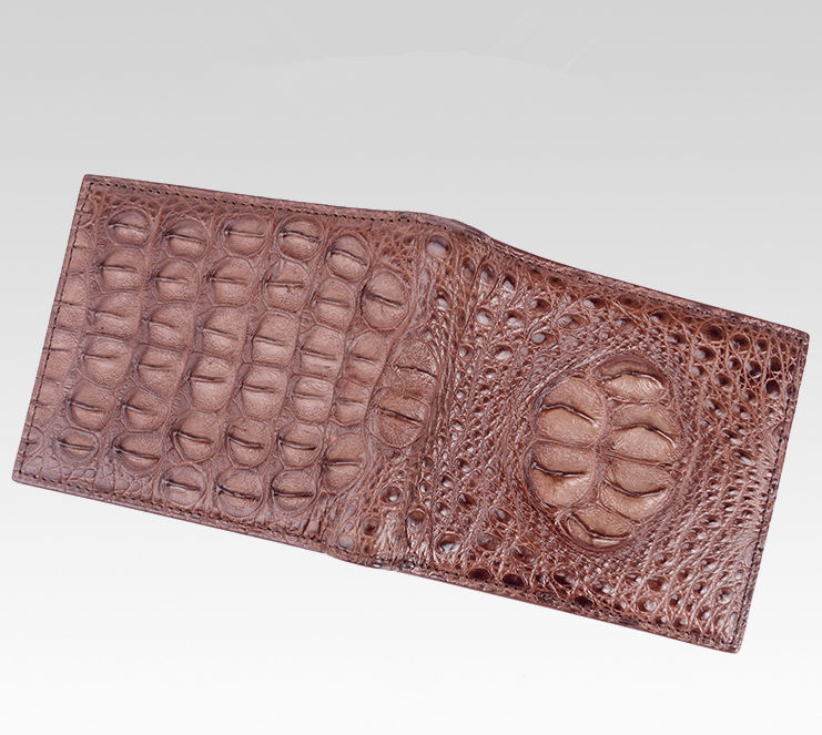 BROWN Genuine Alligator Hornback Crocodile Leather Skin Bifold Wallet for  men's