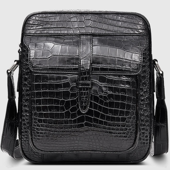 CrocoLuxe Leather Crossbody Messenger Bag