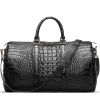 SSW - Carryall Duffle Leather Bag in Crocodile Print Black Noir