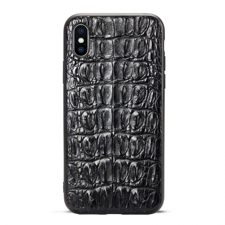 Black iPhone Xs Max, Xs, X Crocodile Tail Skin Full TPU Soft Edges Case