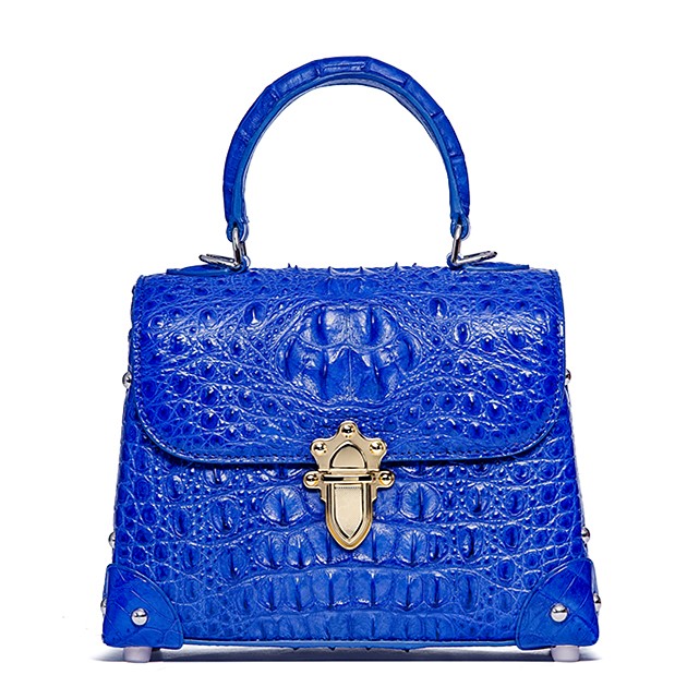 Genuine Leather Women Handbags Blue Crocodile Pattern Lady