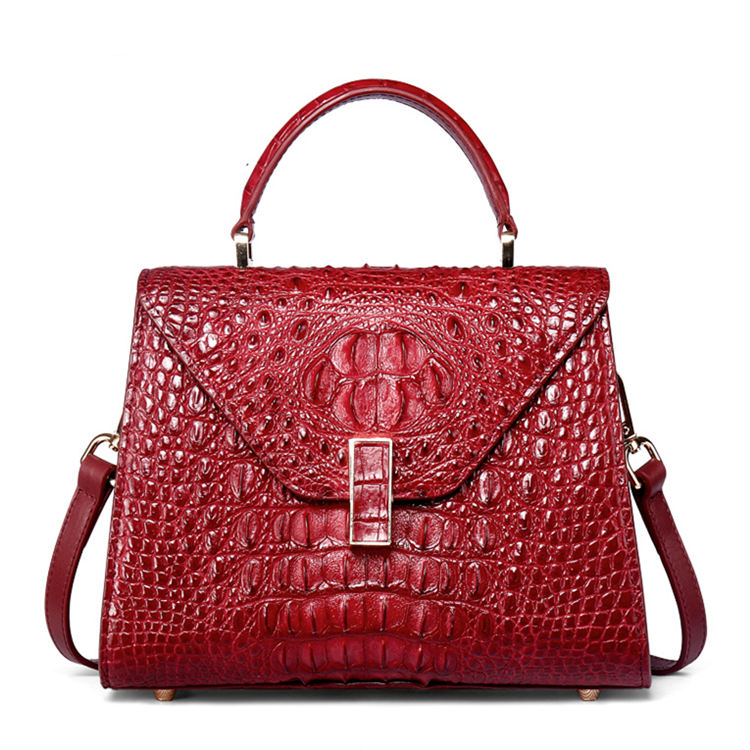 Convertible Executive Leather Bag in Crocodile Print Fiery Red | Silver &  Riley
