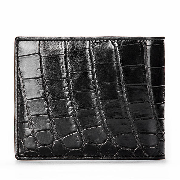 Yellow Mens Wallets Bifold Leather Alligator Hornback Double Side RFID  Blocking Luxury Crocodile Exotic Leather Wallet Flip-out ID Window Classic
