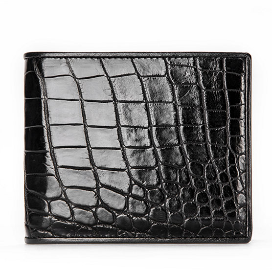 HATA Black-Red Mens Wallets Bifold Leather Alligator Double Side RFID  Blocking Crocodile Exotic Leather Luxury Wallet With Flip-out ID Window  Classic