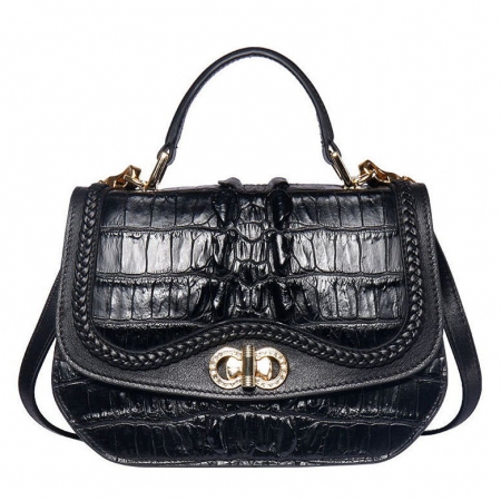 Chic and Stylish Crocodile Handbag, Crocodile Purse-Black