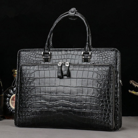 Alligator Leather Briefcase Messenger Bag Attache Case-Front