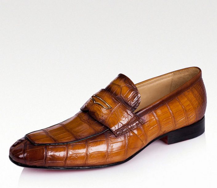 Casual Alligator Shoes, Luxury Alligator Slip-On Loafers for Men