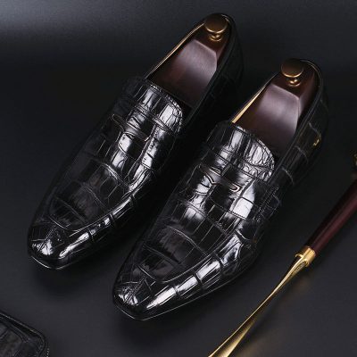 Casual Alligator Shoes, Luxury Alligator Slip-On Loafers for Men