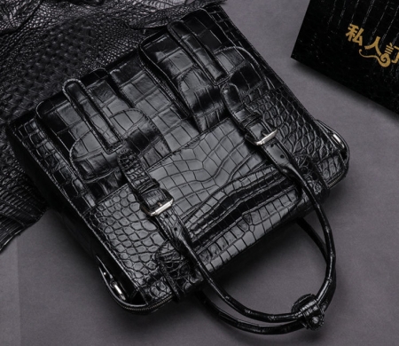 Casual Alligator Leather Crossbody Shoulder Messenger Bag Handbag-Black-1