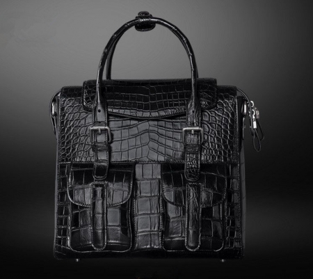 Casual Alligator Leather Crossbody Shoulder Messenger Bag Handbag-Black