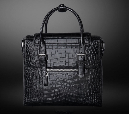 Casual Alligator Leather Crossbody Shoulder Messenger Bag Handbag-Black-Back