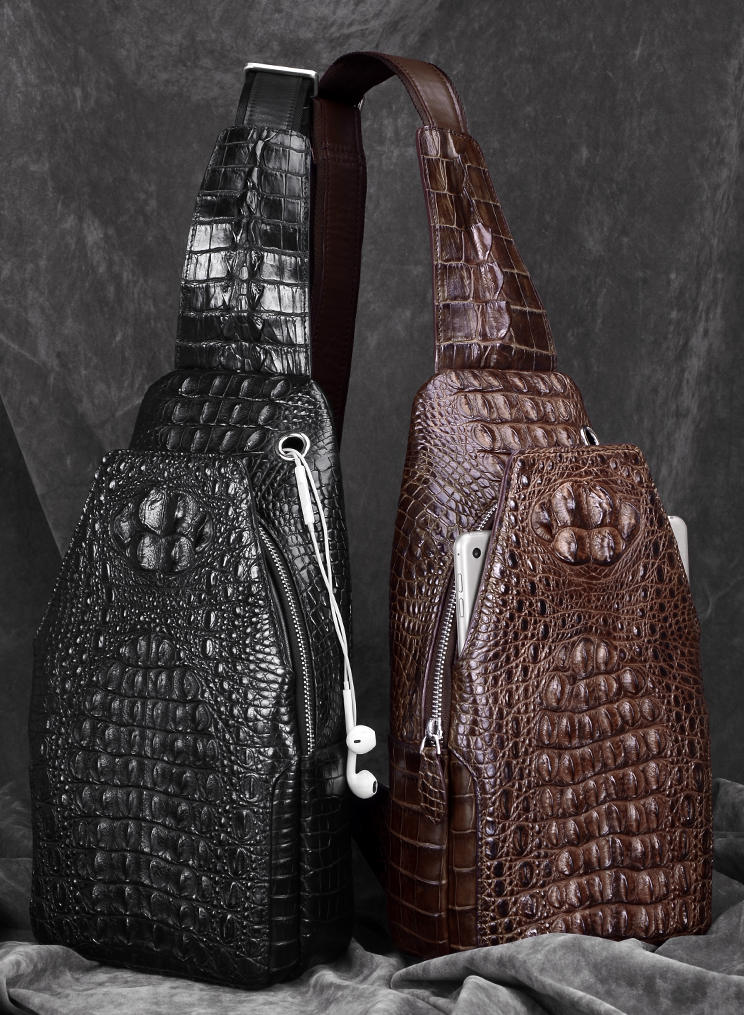CrocLuxe Exotic Croc-Print Single Strap Sling Backpack