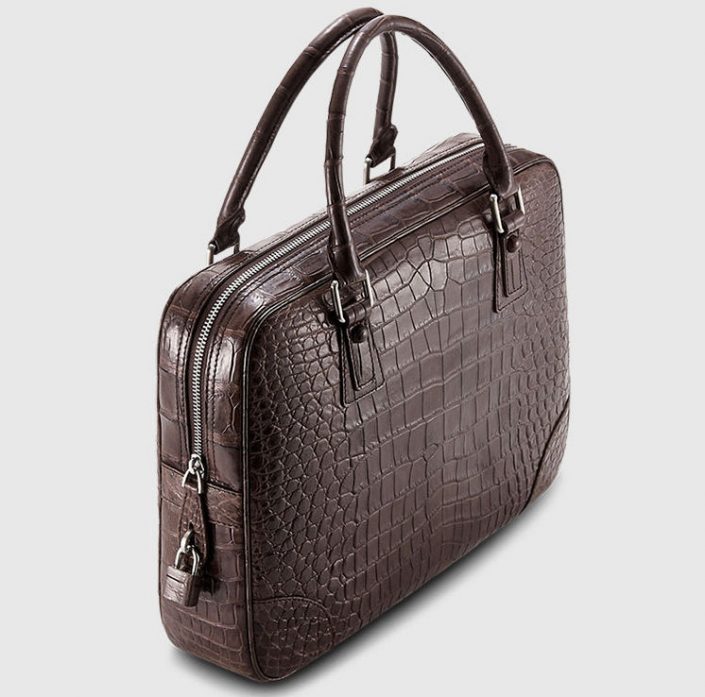 Genuine Alligator Leather Briefcase Laptop Bag for Men