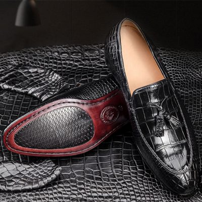 Genuine Alligator Skin Slip-on Loafer Dress Shoes for Men