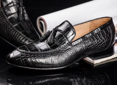 Genuine Alligator Skin Slip-on Loafer Dress Shoes for Men